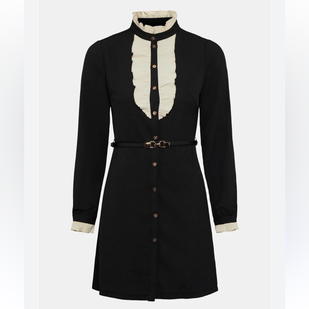 Karen Mullen Black Bib Dress Sz 8